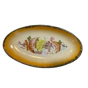 Ceramica Made in Italy Painted Seafood on a Skewer Serving Plate 11.25"  x 6.5"